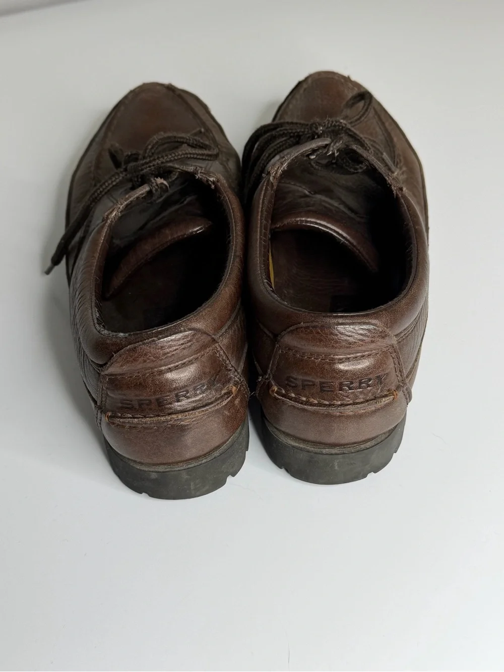 Sperry Brown Leather Boat Shoes with Lug Sole 11.5